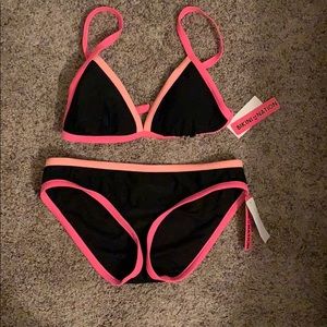 Pink and black bikini
